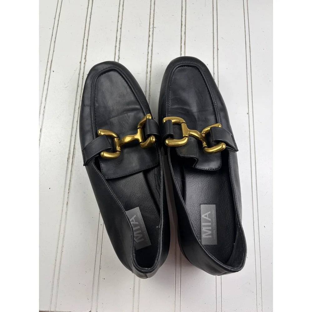 MIA Vintage Y2K Black Leather Horsebit Classic Slip On Loafers Women's Size 10